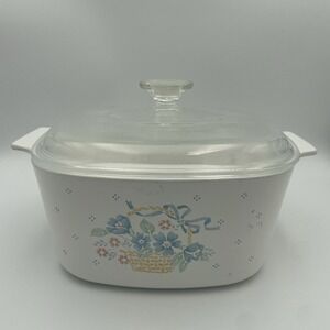 Vintage Corning Ware Country Cornflower A3B Casserole 3 Liter With Pyrex Lid A9C